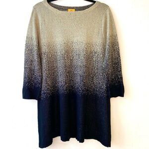 Ruby Rd. Dressy Metallic Pullover Knit Sweater Tunic, Large